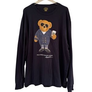 Polo Ralph Lauren Polo Bear with Coffee Cup  Long S
T-Shirt Blue Men Size XL